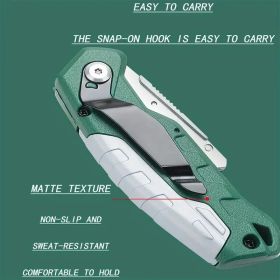 2pcs Utility Knife Set: Retractable Cutter (5 Blades) Folding Utility Knife PTR Plastic Handle Safety Lock Built-in Blade Storage (3 Blades) SK5 Sharp