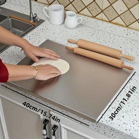Stainless Steel Cutting Board For Kitchen - Large 304 Chopping Boards With Lid And Non-Slip Pad For Countertop, Suitable For Meat Vegetables Bread And