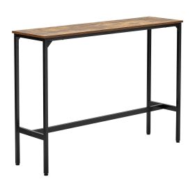 Bar Table, Sturdy Metal Frame High Top Pub Table, Narrow Long Kitchen Dining, Cocktail Counter Bar Height Desk, Easy to Assemble, 55x15x39 in