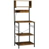 Baker's Rack with Power Outlet, USB Charging, Microwave Stand, Coffee Bar & Adjustable Shelves