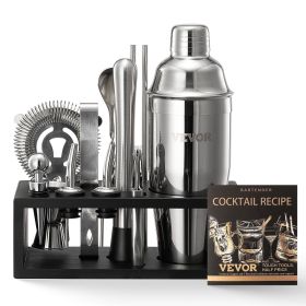 Cocktail Shaker Set, 13-Piece Stainless Steel Bar Tools with Bamboo Stand, Martini Bartender Kit Accessories | Mixer Spoon, Muddler, Jigger, Strainer
