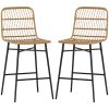 Rattan Counter Bar Stools Set of 2, 26" Counter Height Barstools with Back, Bar Chairs for Kitchen Island, Brown