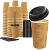 16 oz Disposable Coffee Cups with Lids, 50 Pack Insulated Hot Cups To Go Paper Coffee Cups with Lids and Straws