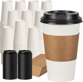 16 oz 500 Pack Coffee Cups with Lids and Sleeves, Hot Paper Coffee Cups with Lids, Disposable To Go Cups with Lid for Coffee, Tea, Hot Chocolate
