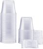 50 Count Clear Disposable Plastic Portion Cups with Lids - Soufflé Cups