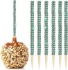 32 PCS Bling Candy Apple Bamboo Sticks,Caramel Apple Wooden Pointed Skewers with Rhinestones Diamond Mesh Wrap