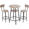 Bar Table, 3PCS 23.5″ Bars Tables Set, Bar Tables and Chair Set with Rounded Corner Design, Round Pub Table with Two Stools for Office Desk
