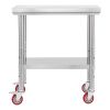 Stainless Steel Table, 24 x 30 Inches Food Prep Worktable with Wheels