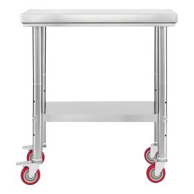 Stainless Steel Table, 24 x 30 Inches Food Prep Worktable with Wheels