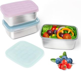 3-Pack Stainless Steel Snack Containers for Kids & Toddlers - 550ml (18oz) Leakproof Reusable Food Containers with LFGB Certified Lids | Stackable Met