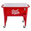80 Quart Rolling Ice Chest, Holds up to 50 Bottles / 110 Cans, Portable Patio Party Bar Drink Cooler Cart with 4 Swivel Casters (2 with Brakes)