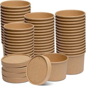 Paper Food Containers With Vented Lids, To Go Hot Soup Bowls, Disposable Ice Cream Cups