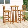 Garden Bar Set Wood Brown Solid Acacia Wood 3 Piece Set Durable