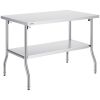 Folding Commercial Prep Table, 48 x 30 Inch Commercial Worktable Workstation with Undershelf
