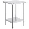Stainless Steel Prep Table, 24 x 24 x 34 Inch, 700 lbs Load Capacity, Heavy Duty Metal Worktable with 3 Adjustable Height Levels