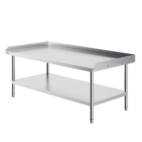 Stainless Steel Work Table, 30 x 60 x 26 Inch Commercial Food Prep Worktable, 3-Sided Backsplash Heavy Duty Prep Worktable