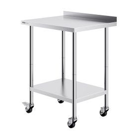 24 x 30 x 40 Inch Stainless Steel Work Table, Commercial Food Prep Worktable with Casters, Heavy Duty Prep Worktable