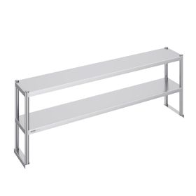 Double Overshelf, Double Tier Stainless Steel Overshelf, 12 x 72 Inch Double Deck Overshelf, Height Adjustable Overshelf Prep Work Table for Kitchen