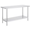 Stainless Steel Prep Table, 24 x 60 x 34 Inch, 840 lbs Load Capacity, Heavy Duty Metal Worktable with 3 Adjustable Height Levels