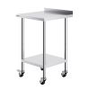 24 x 24 x 40 Inch Stainless Steel Work Table, Commercial Food Prep Worktable with Casters, Heavy Duty Prep Worktable