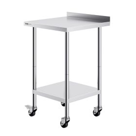 24 x 24 x 40 Inch Stainless Steel Work Table, Commercial Food Prep Worktable with Casters, Heavy Duty Prep Worktable