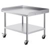 Stainless Steel Work Table, 30 x 36 x 30 Inch Commercial Food Prep Worktable with 4 Wheels, Casters, 3-Sided Backsplash Heavy Duty Prep Worktable