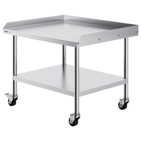 Stainless Steel Work Table, 30 x 36 x 30 Inch Commercial Food Prep Worktable with 4 Wheels, Casters, 3-Sided Backsplash Heavy Duty Prep Worktable