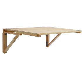 Wall Mounted Folding Table, 31.5" x 23.62" Wall Mount Drop Leaf Table, Wooden Floating Desk with Iron Bracket, Fold Down Desk for Small Spaces