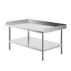 Stainless Steel Work Table, 30 x 48 x 26 Inch Commercial Food Prep Worktable, 3-Sided Backsplash Heavy Duty Prep Worktable