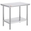 Stainless Steel Prep Table, 900x600x800 mm, 700 lbs Load Capacity, Heavy Duty Metal Worktable with 3 Adjustable Height Levels