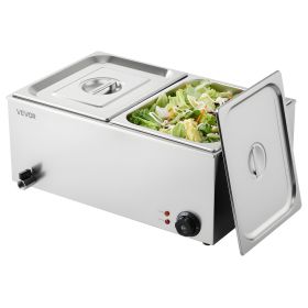 24QT Commercial Food Warmer, 2-Pan Electric Steam Table