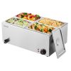 24QT Commercial Food Warmer, 4-Pan Electric Steam Table