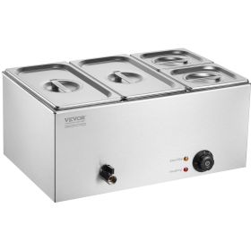 4-Pan Commercial Food Warmer, 16.4QT Electric Steam Table