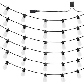 RGB Outdoor String Lights, 100FT, Outside Patio Lights with APP Control 30 Bulbs, 15 Single-Color Adjustable Brightness Time Setting