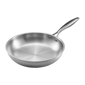 Tri-Ply Stainless Steel Frying Pan, 3 Pcs Set (8, 10, 12 in), Cooking Skillet with Heat-Resistant Handle, Chef's Kitchen Cookware, Oven, Gas, Electric