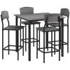 5-Piece Counter Height Bar Table with Space-Saving Design, Square Kitchen Table and Chairs Set with Footrest, Metal Legs