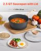 2.5 QT Saucepan, Nonstick Saucepan with Tempered Glass Lid, Multipurpose Cooking Sauce Pot with Detachable Handle