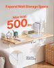 Wall Mounted Folding Table, 47.2 x 19.7 inches Wall Mount Table, Floating Desk with Iron Bracket, Fold Down Desk for Small Spaces, Home Office, Dining