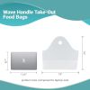 500 Pack Wave Handle Take-Out Food Bags 18" L, 16" H, 9 x 9 Bottom Size. White Color. Merchandise Bags, Retail Shopping Goodie Plastic Bags