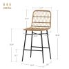 Rattan Counter Bar Stools Set of 2, 26" Counter Height Barstools with Back, Bar Chairs for Kitchen Island, Brown