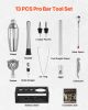 Cocktail Shaker Set, 13-Piece Stainless Steel Bar Tools with Bamboo Stand, Martini Bartender Kit Accessories | Mixer Spoon, Muddler, Jigger, Strainer