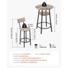 Bar Table, 3PCS 23.5″ Bars Tables Set, Bar Tables and Chair Set with Rounded Corner Design, Round Pub Table with Two Stools for Office Desk