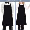 Professional Adjustable Black 100% Cotton Apron with 2 Pockets Cooking Kitchen Chef Women Men Aprons for Home Kitchen, Restaurant, Coffee House