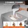 Commercial Ice Cream Machine, 18-28 L/H Yield, 1850W 3-Flavor Countertop Soft Serve Ice Cream Maker, 2 x 5.5L Stainless Steel Cylinder