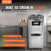 2200W Commercial Soft Ice Cream Machine 3 Flavors 5.3 to 7.4Gallon per Hour PreCooling at Night Auto Clean LCDPanel for Restaurants Snack Bar, Sliver