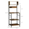 Baker's Rack with Power Outlet, USB Charging, Microwave Stand, Coffee Bar & Adjustable Shelves