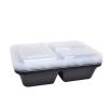 (4 pack) 10 Piece 3 Compartment Meal Prep Food Storage Containers, Black