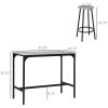 5-Piece Industrial Dining Set Gray Bar Table and Round Stools Metal Frame for Pub Dining Room