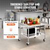 Stainless Steel Work Table, 30 x 36 x 30 Inch Commercial Food Prep Worktable with 4 Wheels, Casters, 3-Sided Backsplash Heavy Duty Prep Worktable