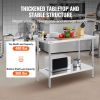 24 x 48 x 36 Inch Stainless Steel Work Table, Commercial Food Prep Worktable Heavy Duty Prep Worktable